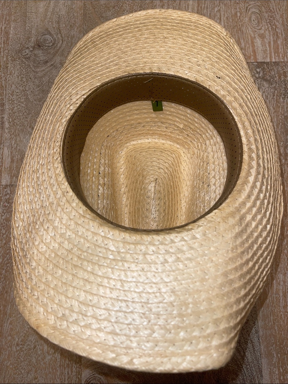 Vintage Straw Cowboy Hat with Yellow Band - Picture 4 of 5